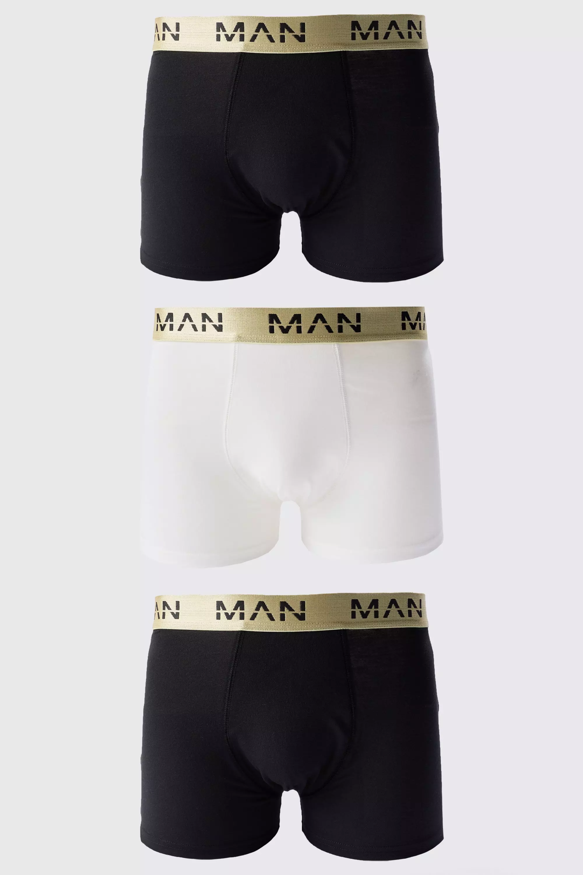 3 Pack Man Roman Gold Waistband Boxers In Multi Multi