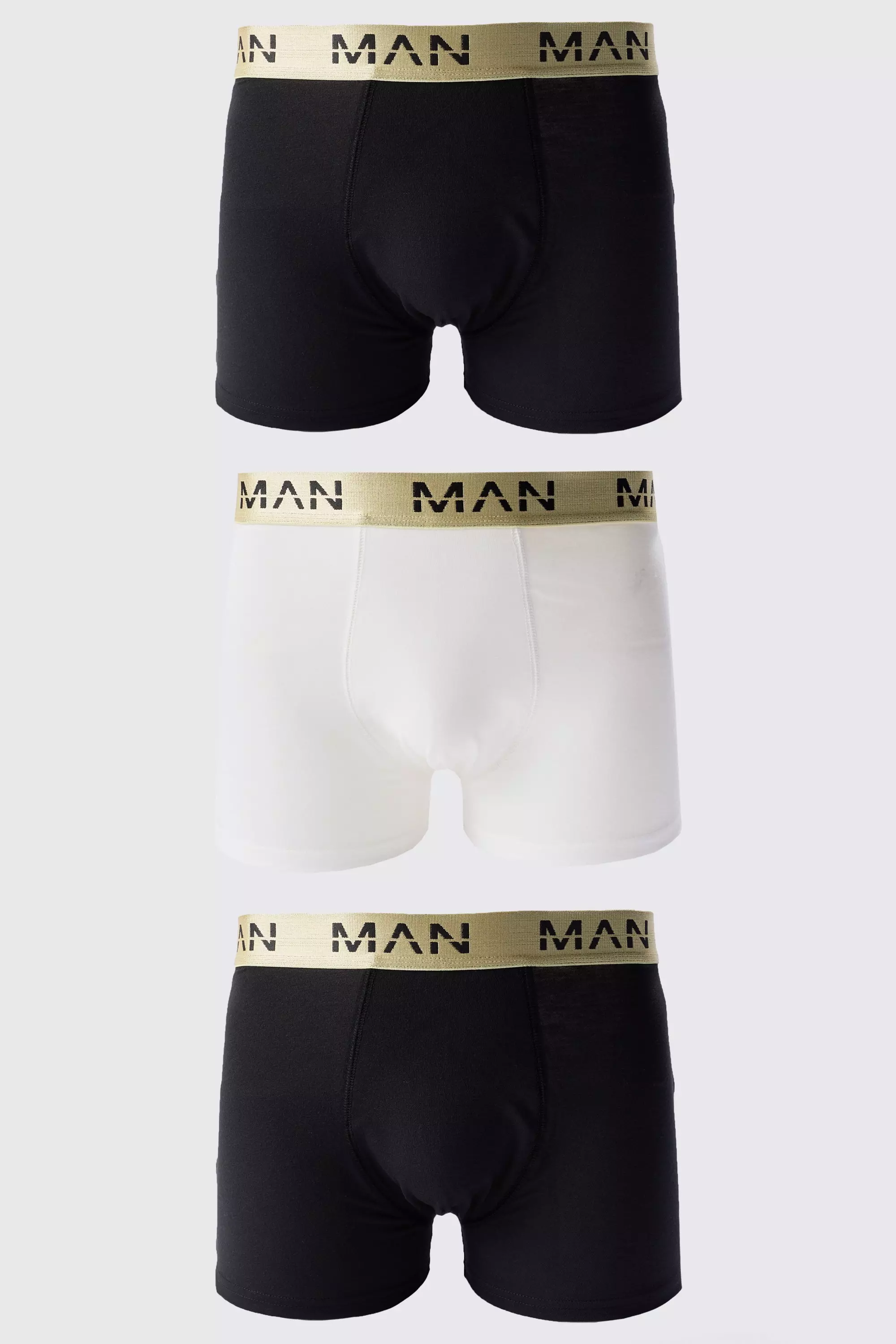 Multi 3 Pack Man Roman Gold Waistband Boxers In Multi