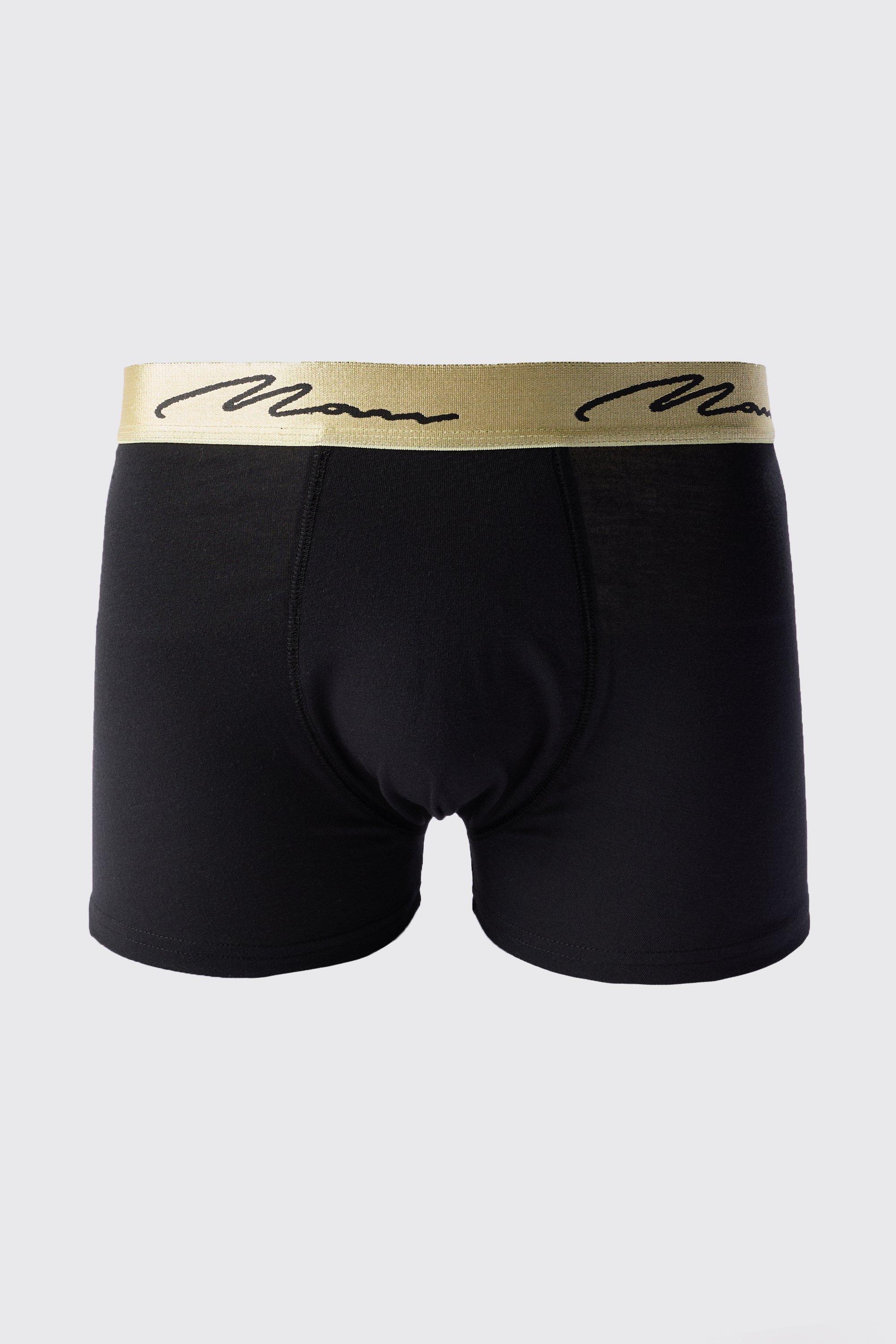 3 Pack Man Signature Gold Waistband Boxers In Black boohooMAN UK