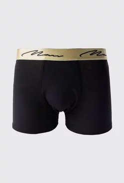 Black 3 Pack Man Signature Gold Waistband Boxers In Black