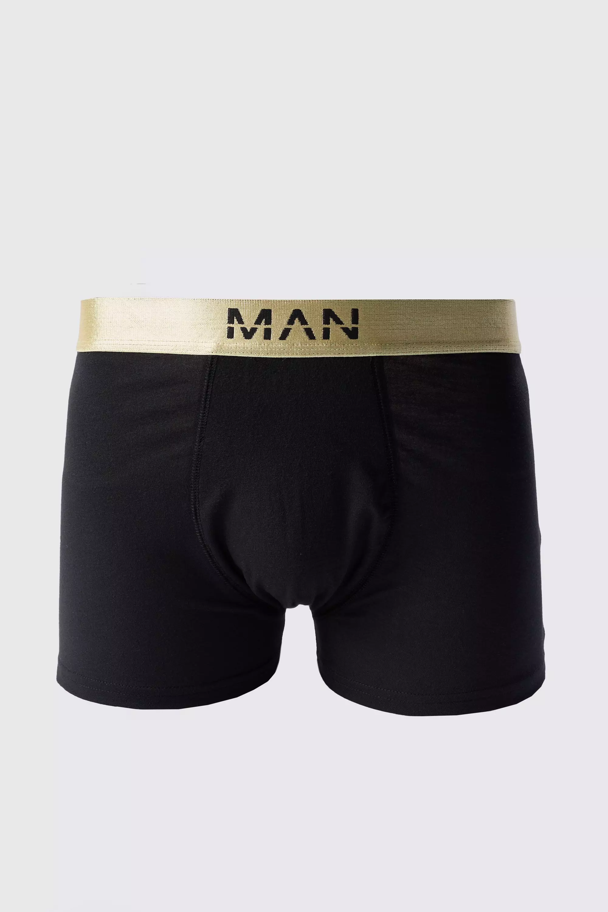 Man Dash Gold Waistband Boxers In Black Black