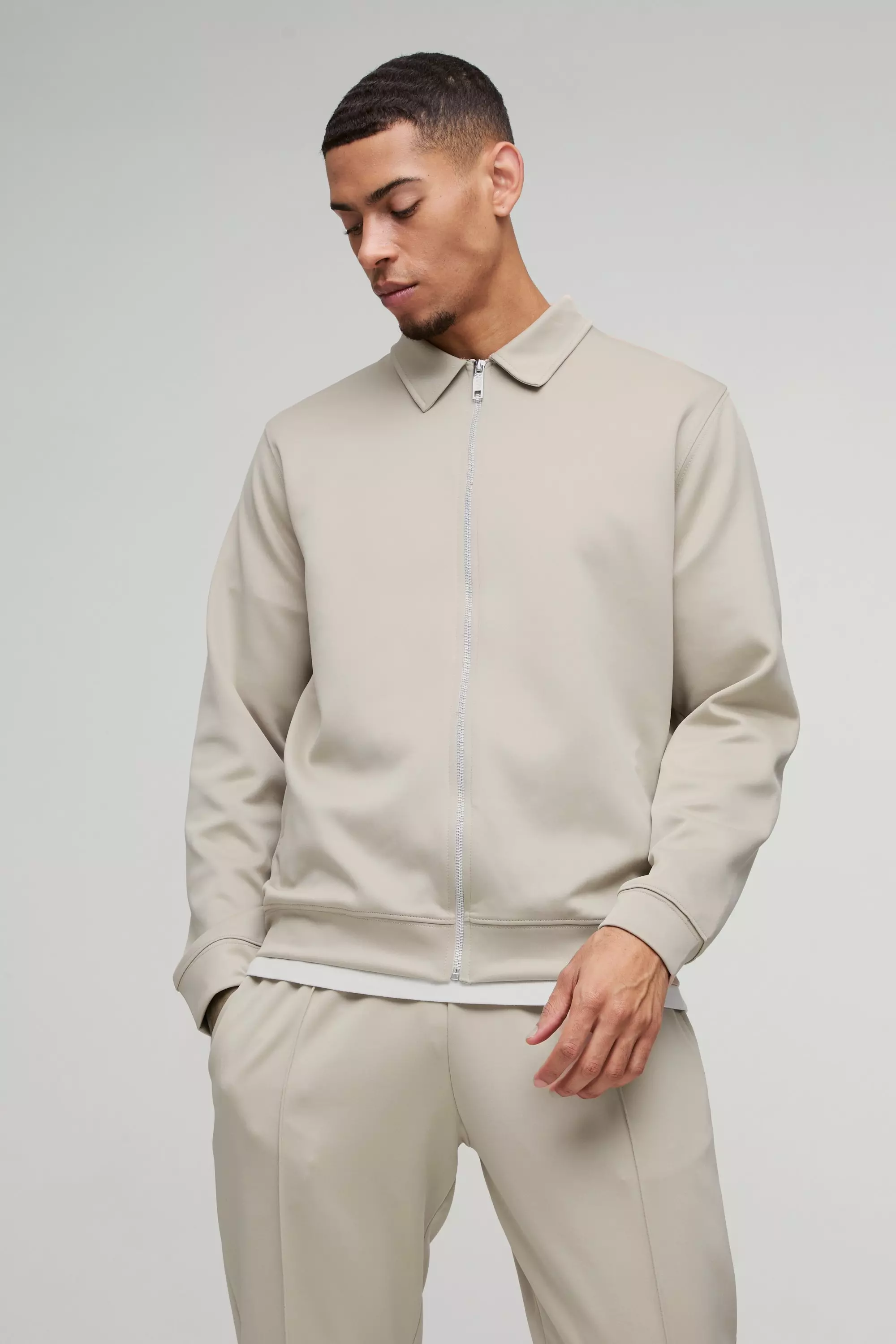 Oversized Boxy Scuba Harrington Jas Set boohooMAN