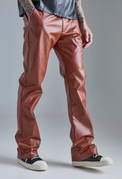 Brown Tall Slim Flare Pu Tailored Trouser
