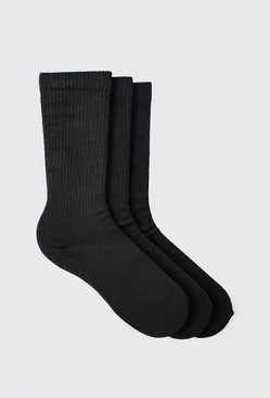 Black 3 Pack Plain Sport Socks