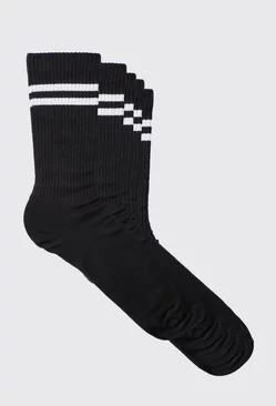 5 Pack Sport Stripe Socks Black