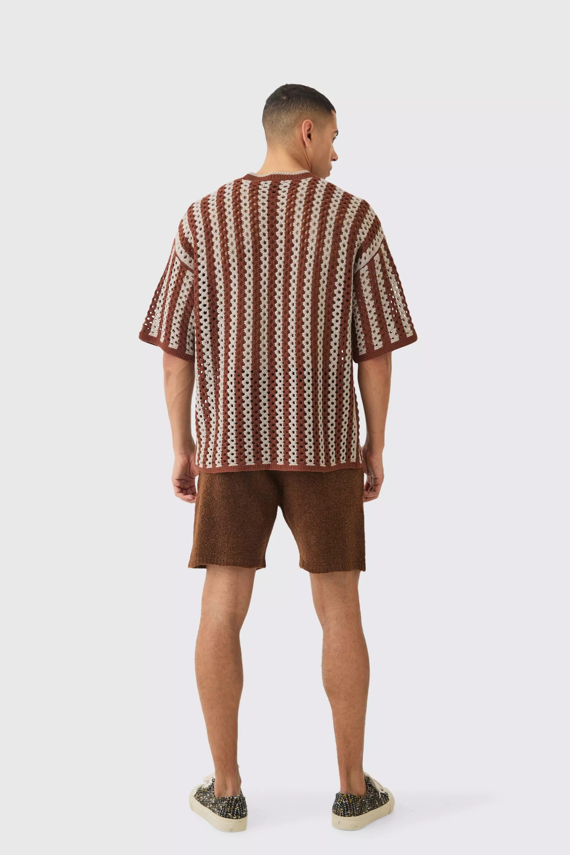 Chocolate Oversized Open Stitch Stripe T-shirt alternative image