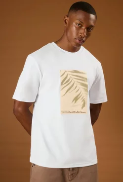 White Heavyweight Interlock Palm Graphic Embroidered T-shirt