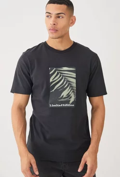 Heavyweight Interlock Palm Graphic Embroidered T-shirt Black