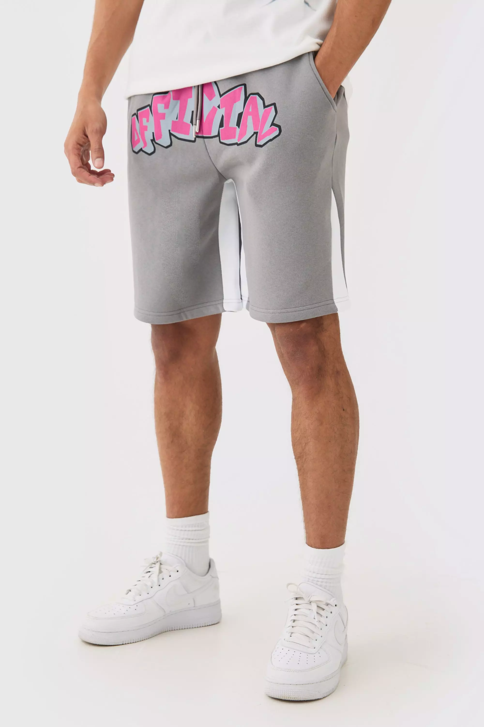 Oversized Official Grafitti Gusset Shorts Charcoal