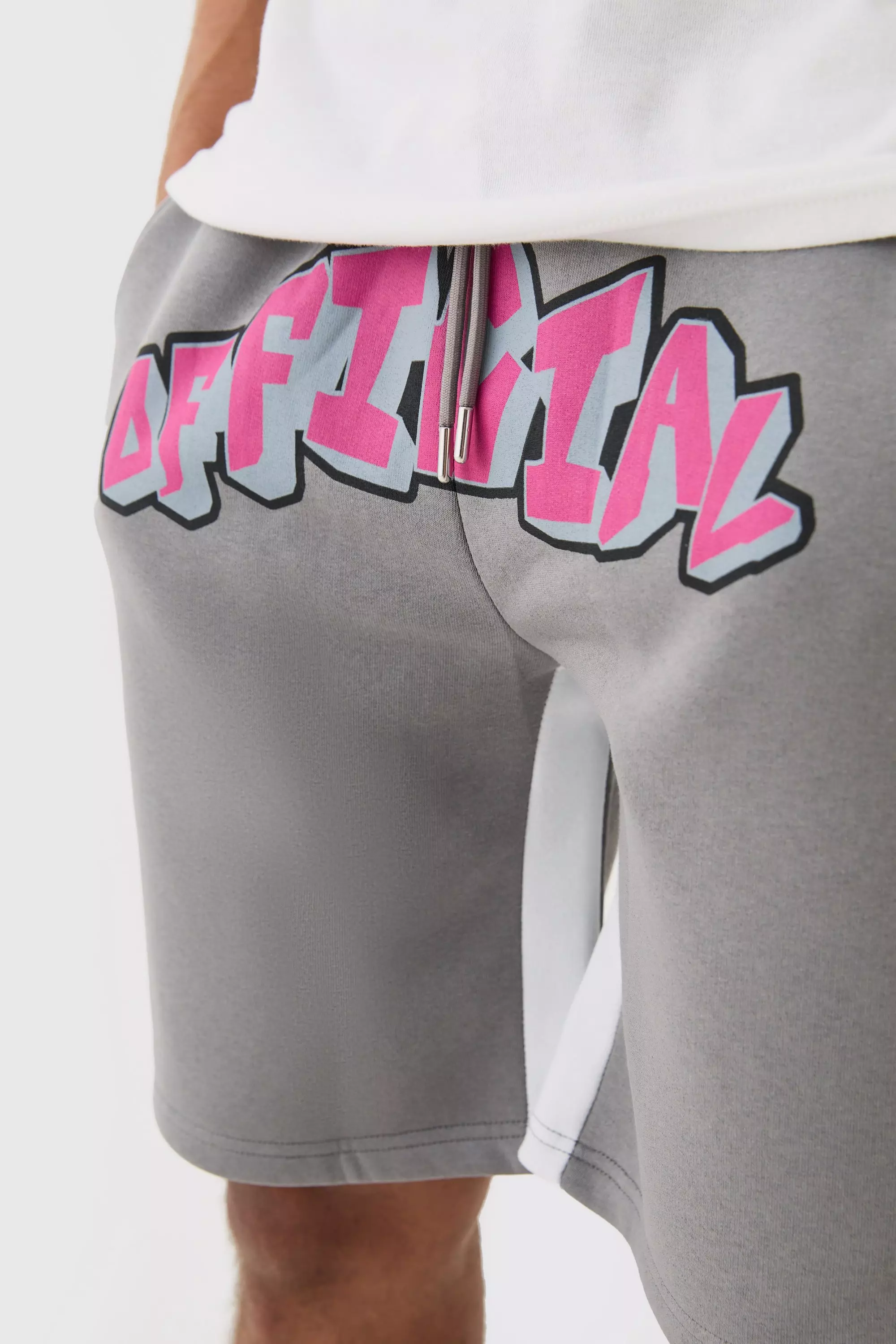 Charcoal Oversized Official Grafitti Gusset Shorts alternative image
