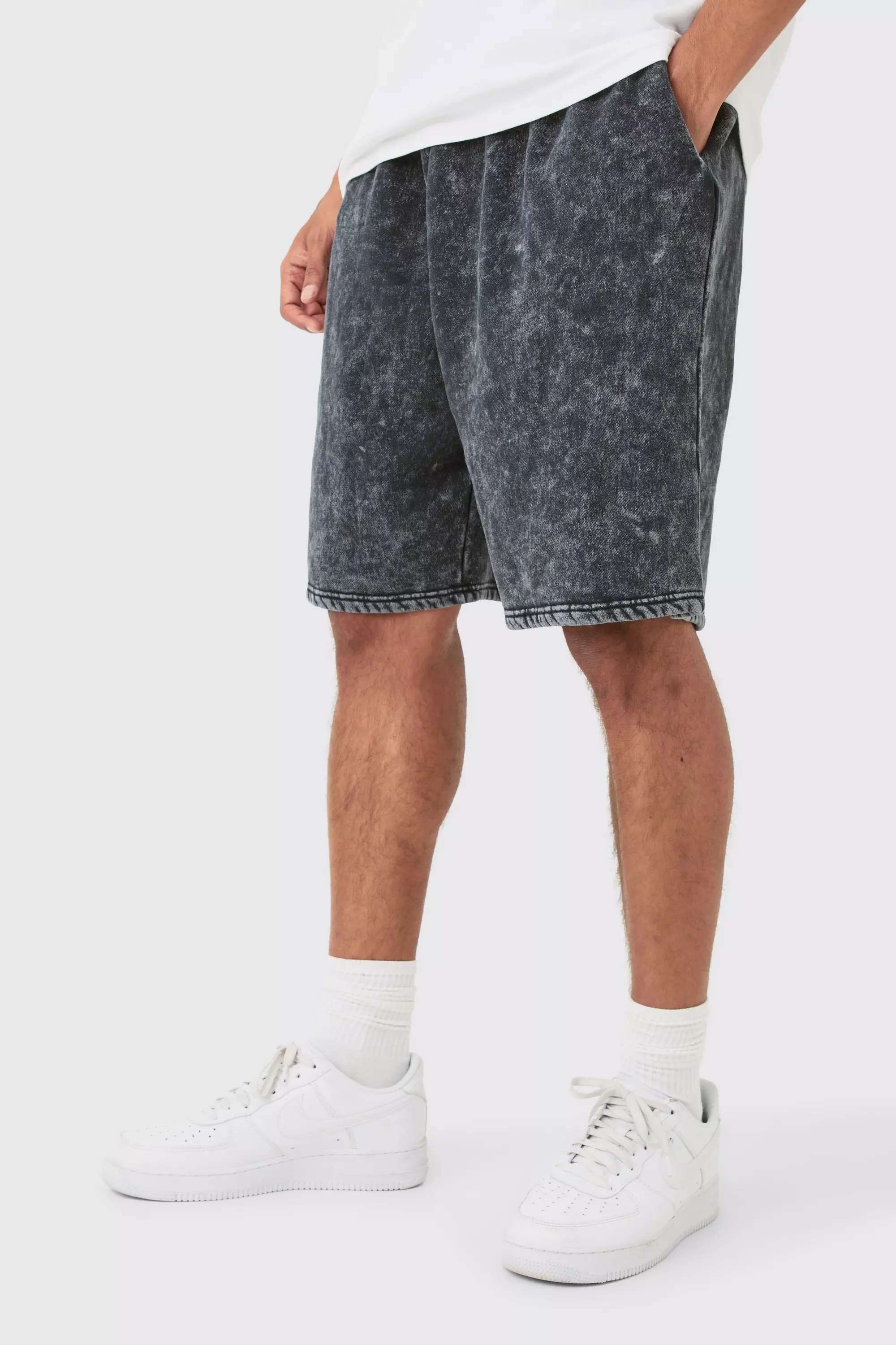 Jersey Acid Washed Jort Charcoal