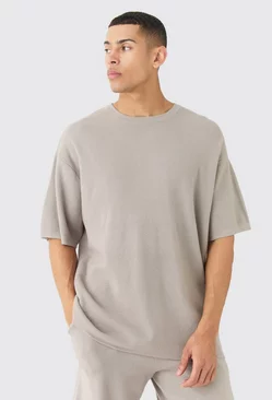 Oversized Knitted T-shirt Light grey
