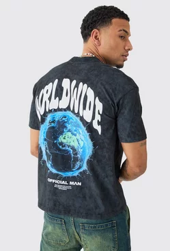 Oversized Heavyweight Worldwide T-shirt Black