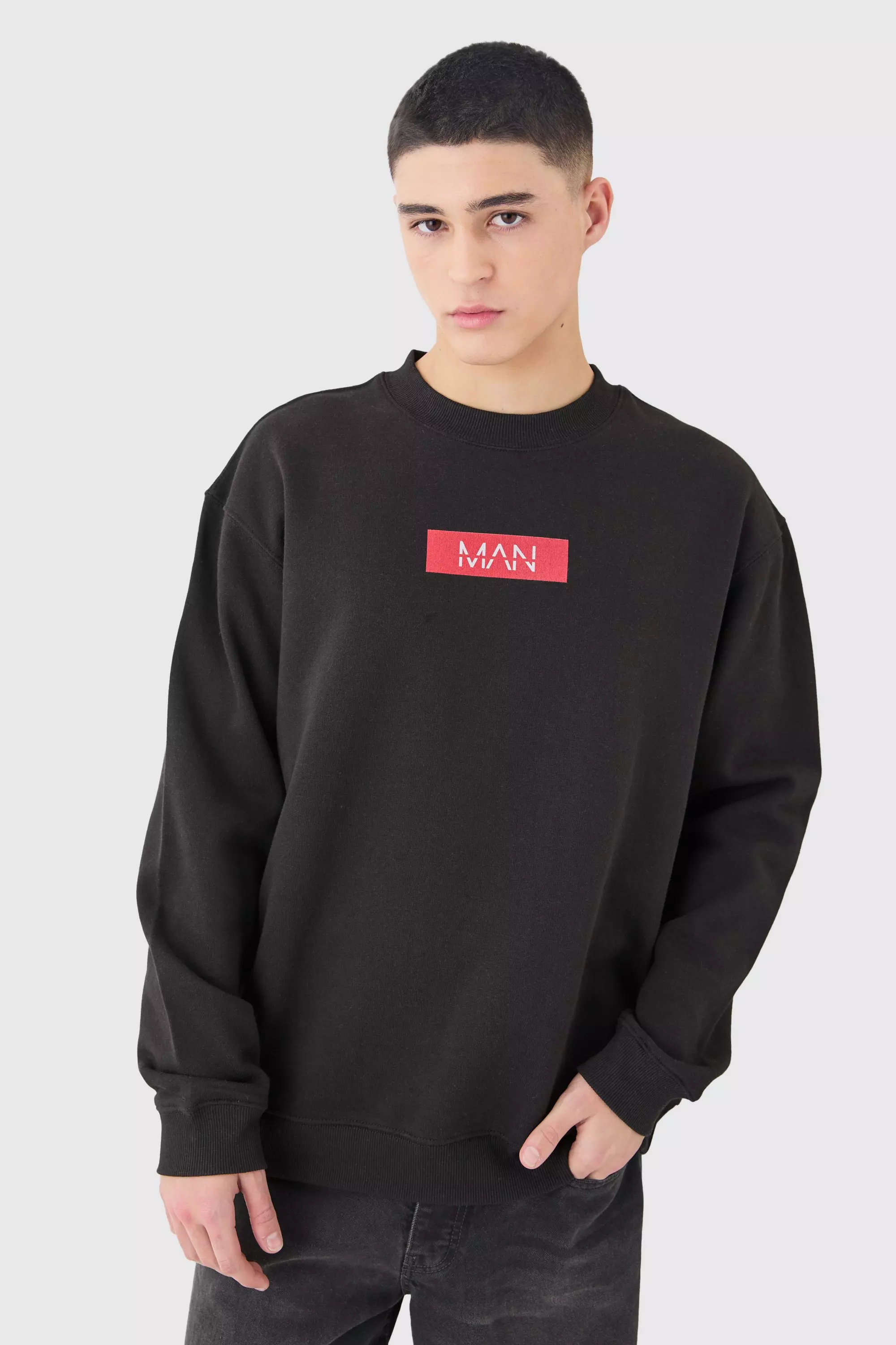 Man Print Sweatshirt Black