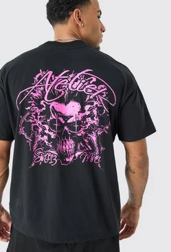 Oversized Heavyweight Skull Graphic T-shirt Black