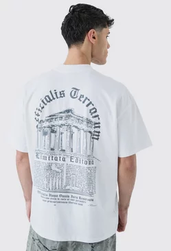 White Oversized Heavyweight Gothic Text T-shirt