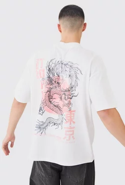 White Oversized Heavyweight Dragon T-shirt