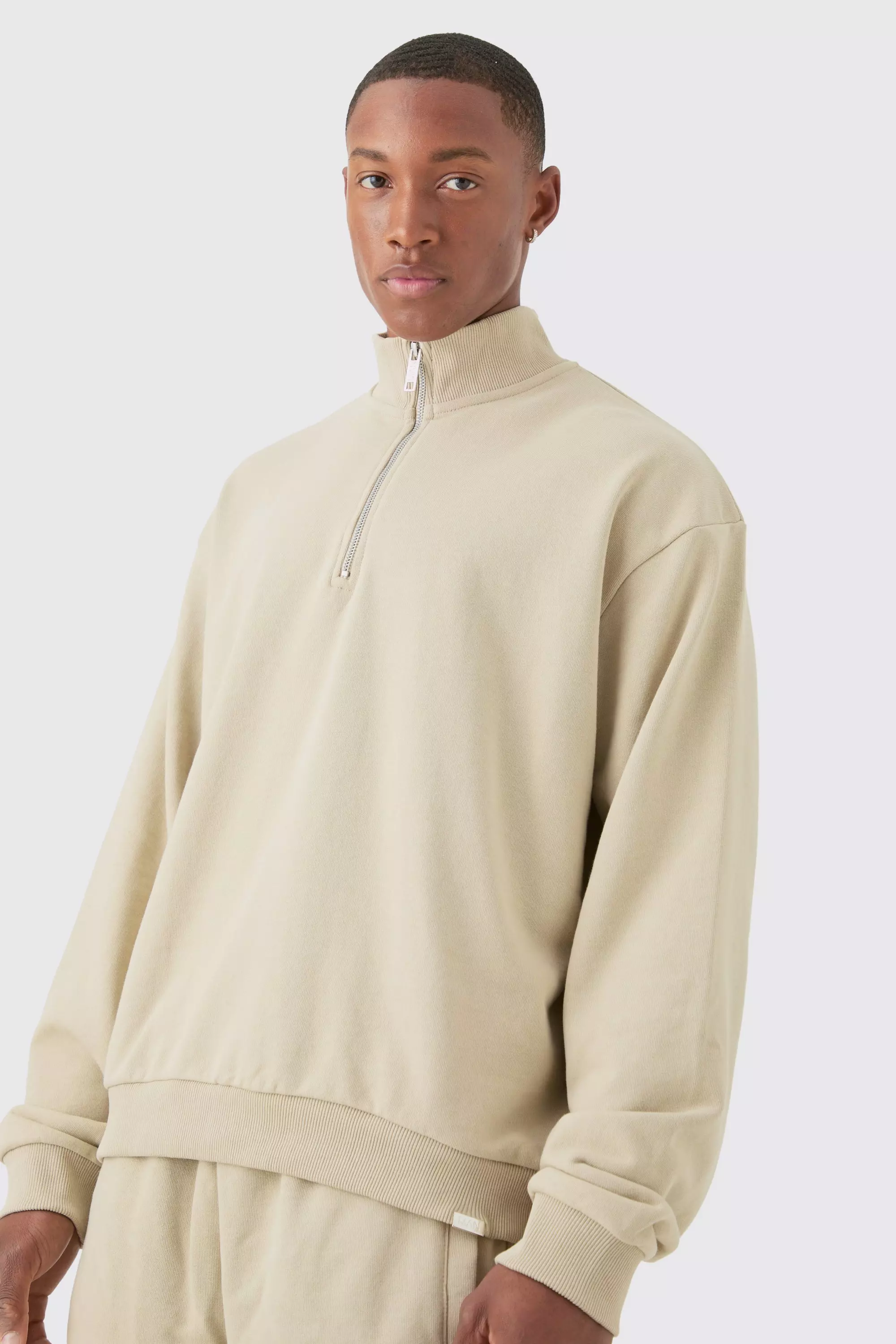 Oversized Boxy 1/4 Zip Sweatshirt Loopback Short Tracksuit 