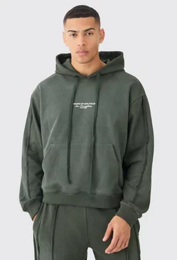 Green Oversized Boxy Official Spray Wash Hoodie