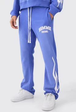 Slim Flared Stacked Spray Wash Homme Joggers Cobalt