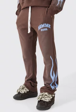 Slim Flared Stacked Spray Wash Homme Joggers Chocolate