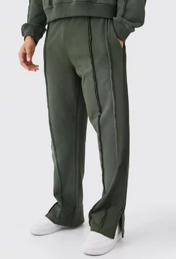 Green Relaxed Raw Seam Spray Wash Joggers