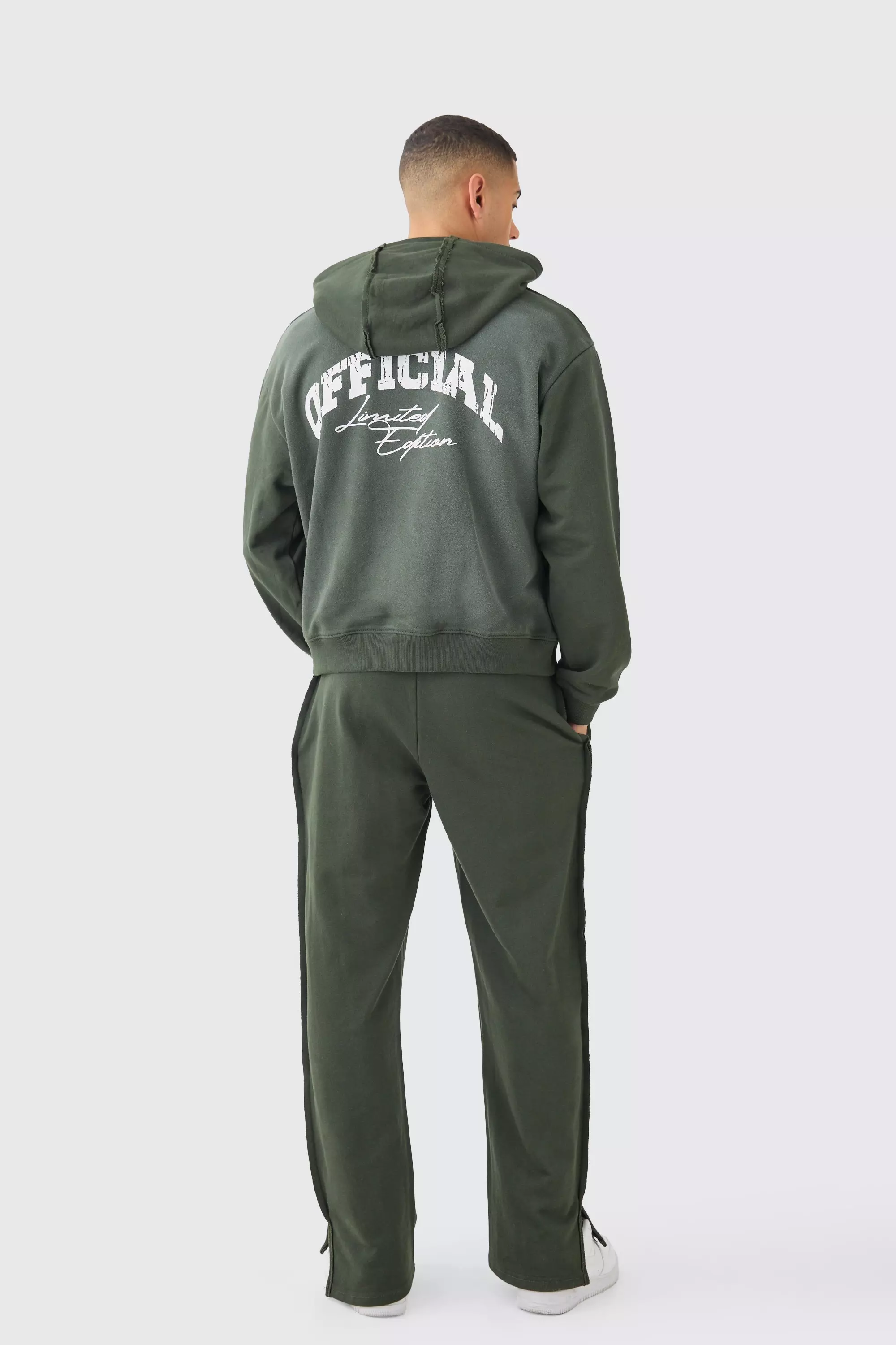 Dark green Gebleekte Baggy Joggingbroek Met Onbewerkte Naaddetail alternatieve afbeelding
