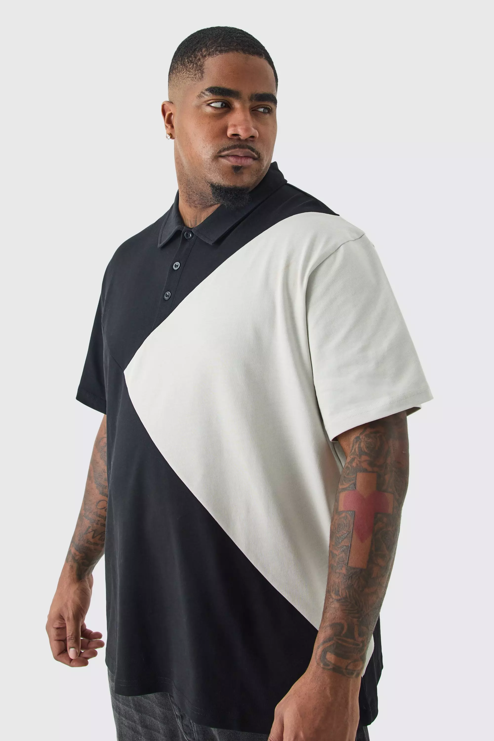 Black Plus Colour Block Polo