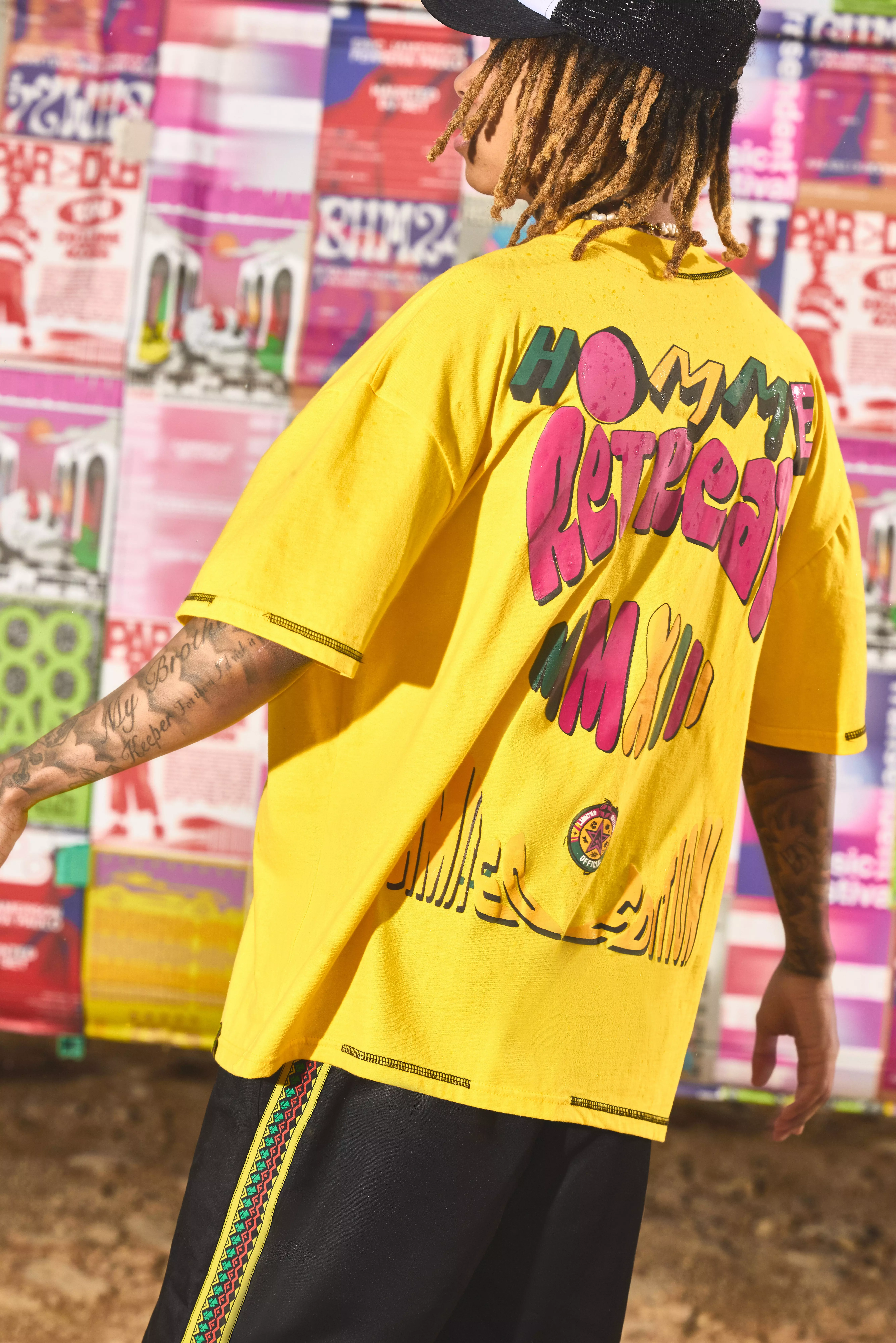 Yellow Homme Retreat Multi Graphic Oversized T-shirt 1