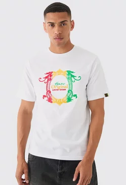 White Regular Embroidered Graphic T-shirt