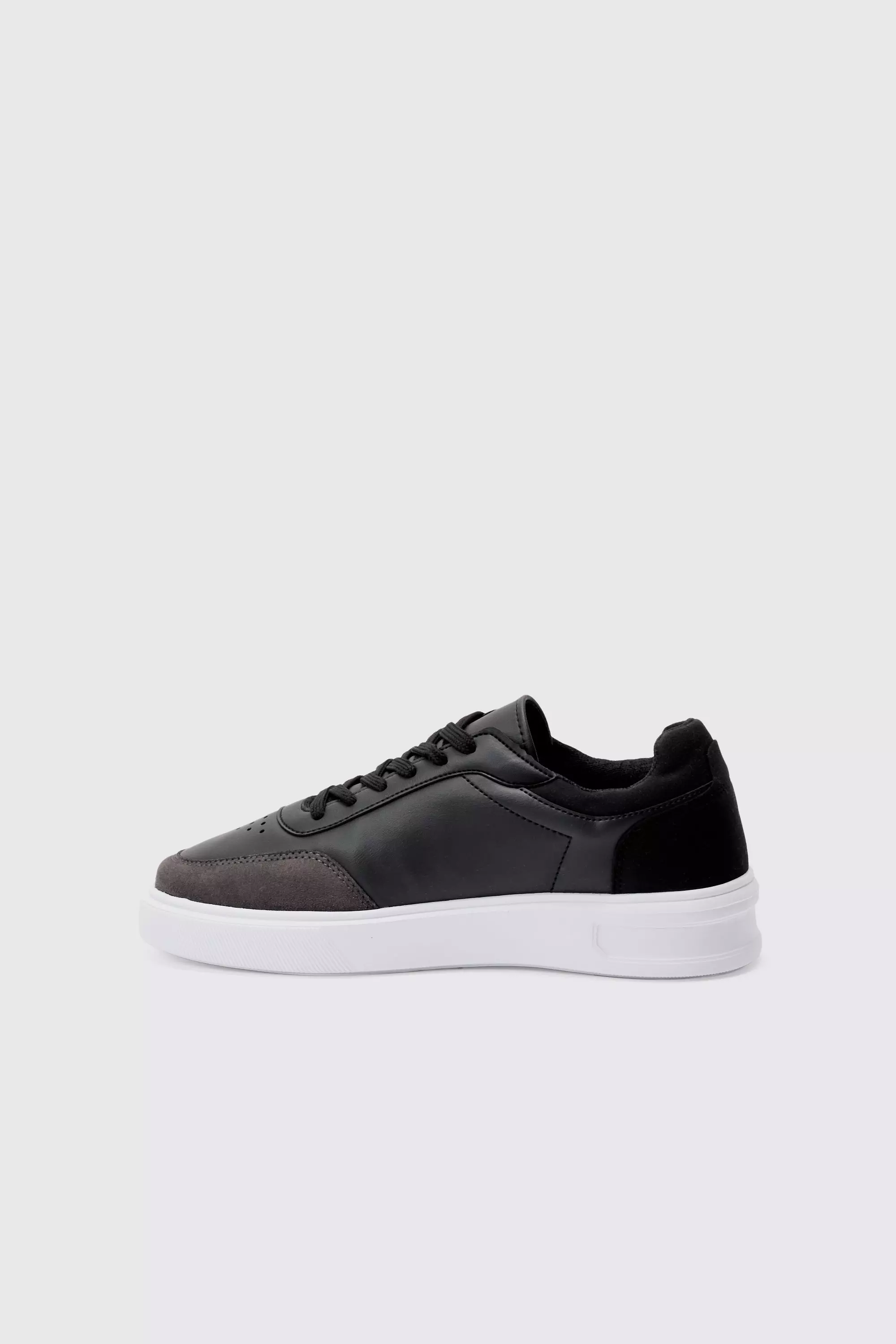 Chunky Sole Trainer With Contrast Upper In Black | boohooMAN USA