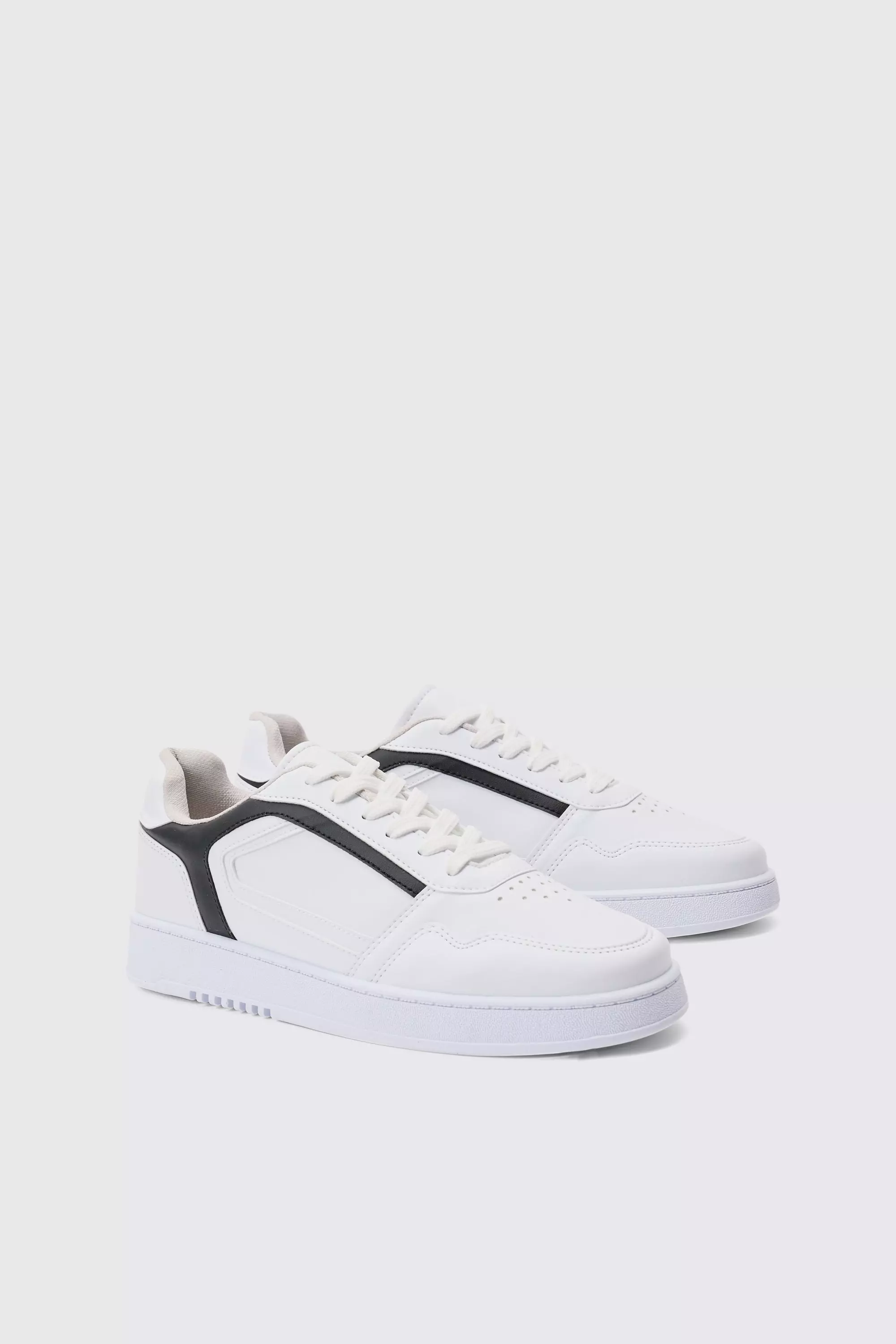 White Contrast Panel Chunky Trainers In Black