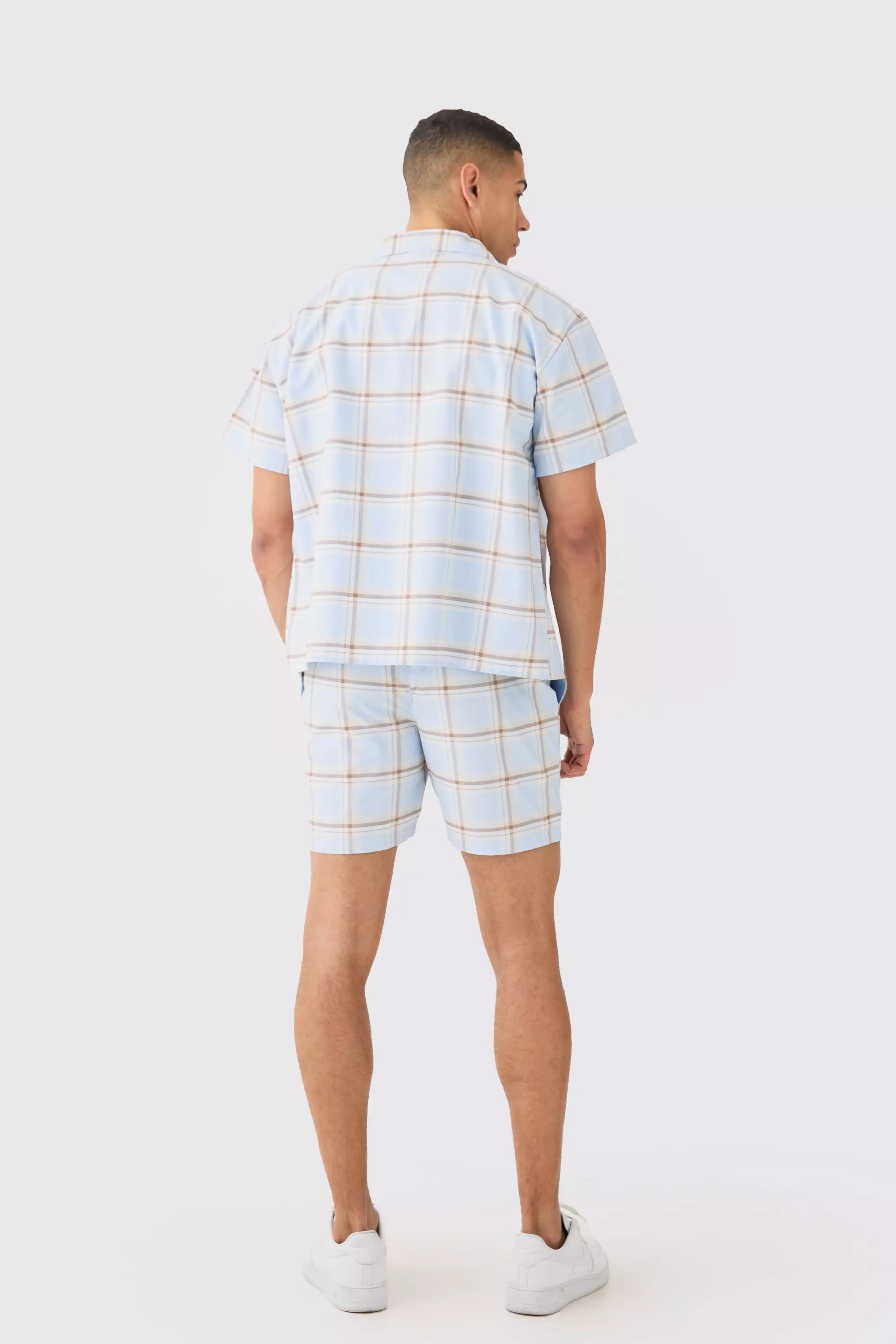 Blue Boxy Check Paisley Embroidered Shirt And Short alternative image