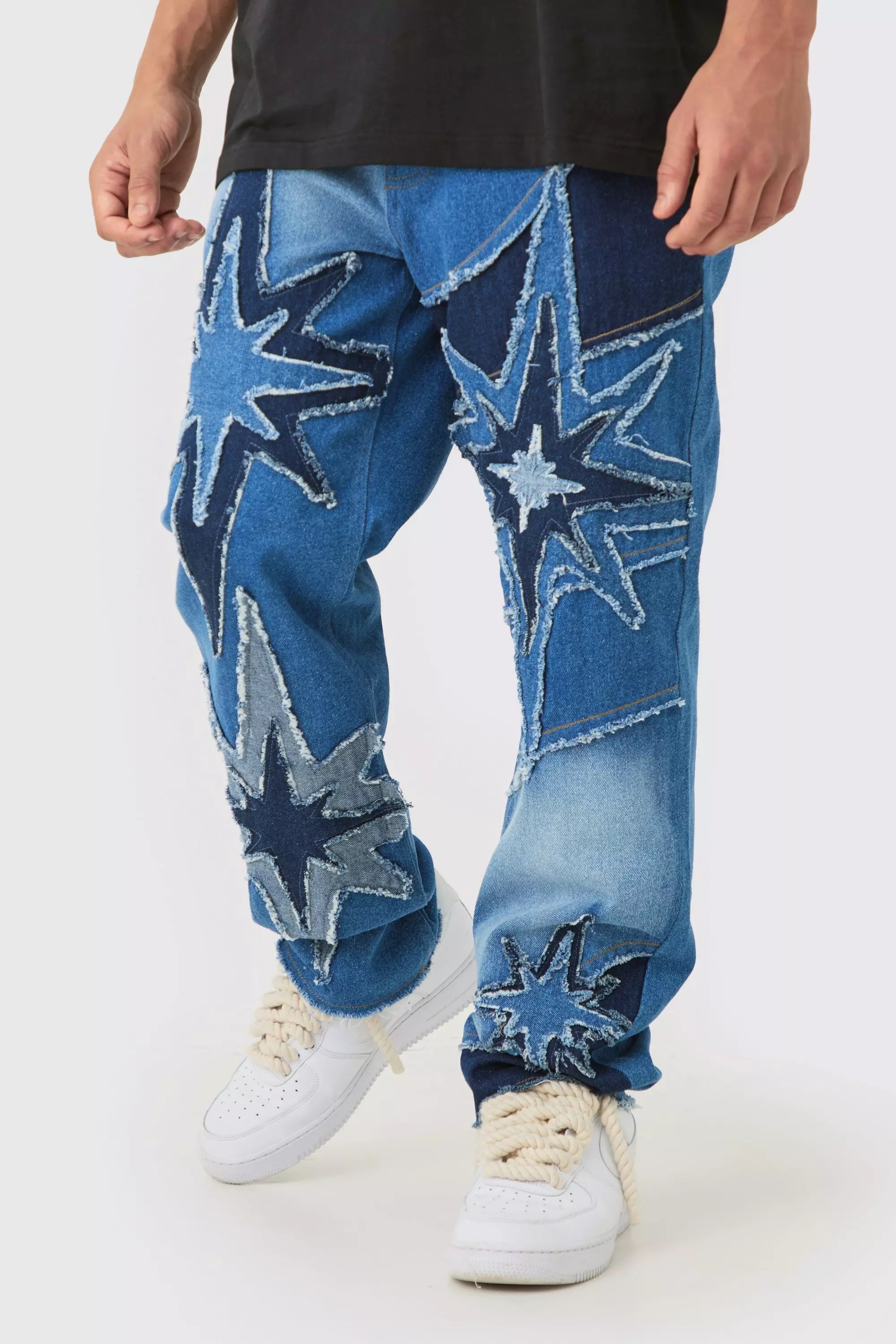 Relaxed Rigid Star Cut & Sew Jean In Blue Ice blue