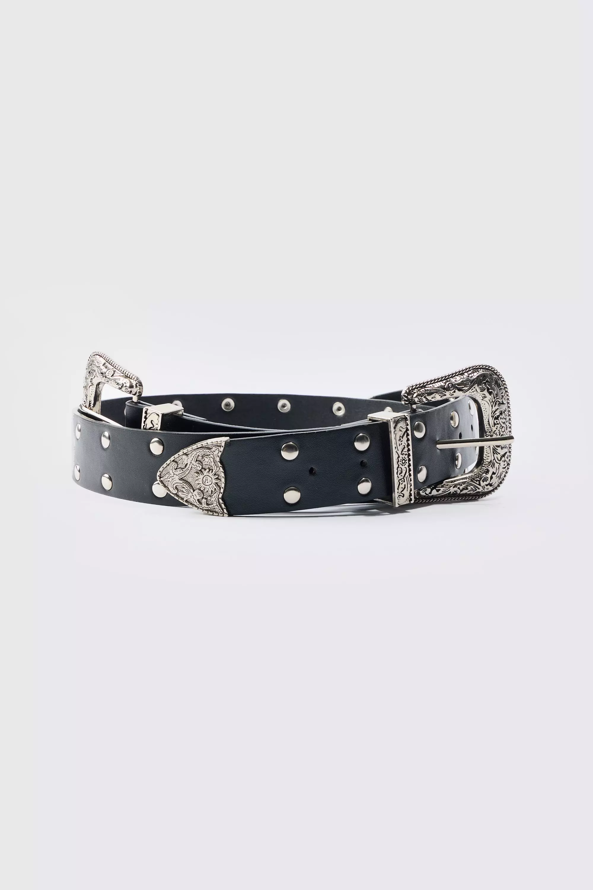 Ceinture cloutee a double boucle boohooMAN FR