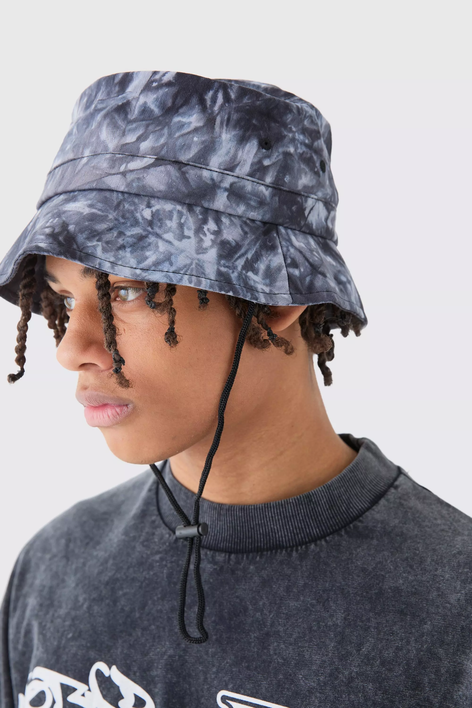 Twill Printed Boonie Hat In Black Black