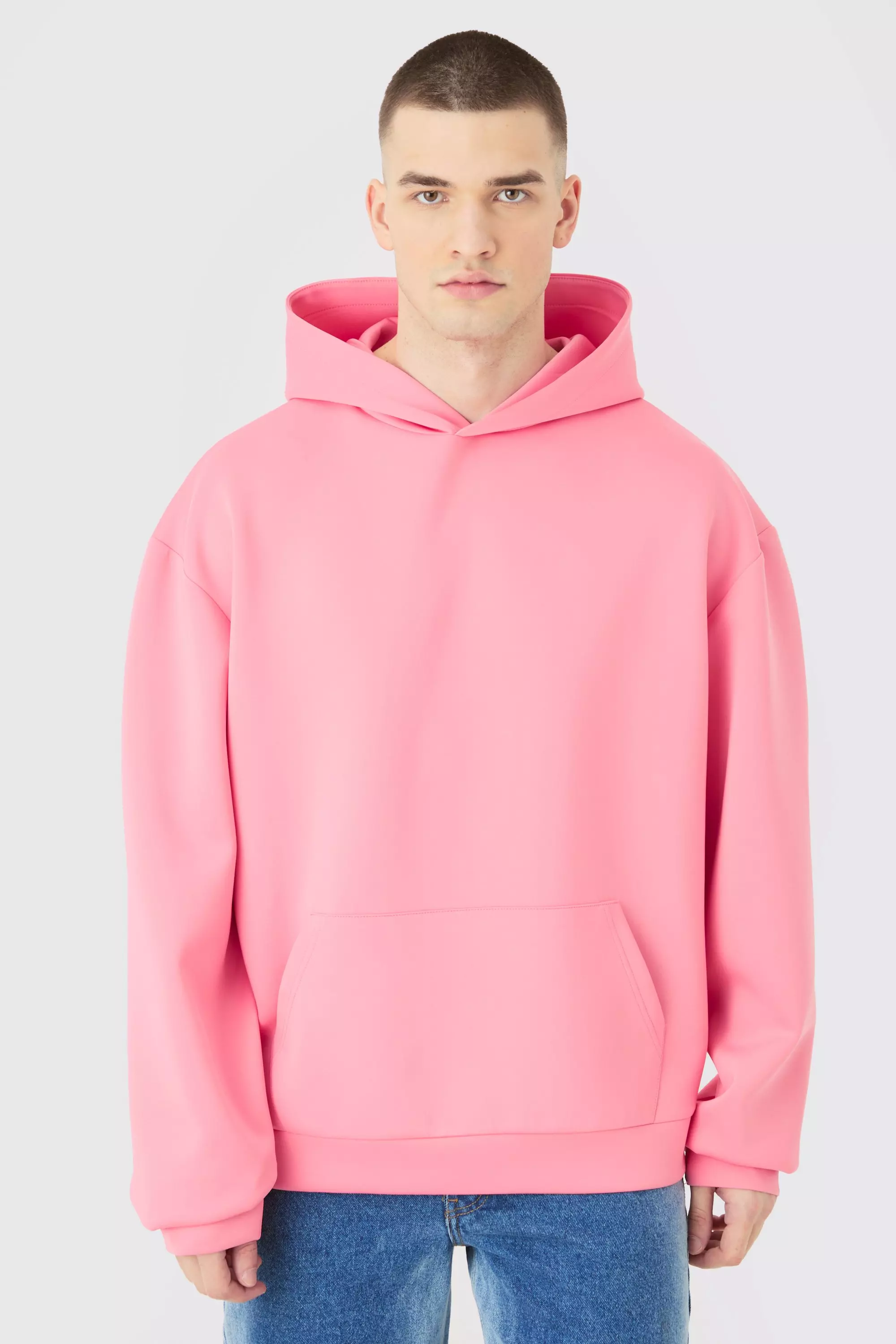 Tall Oversized Boxy Scuba Hoodie Pink