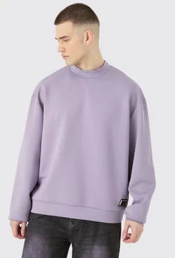 Tall Oversized Boxy Scuba Sweatshirt Purple
