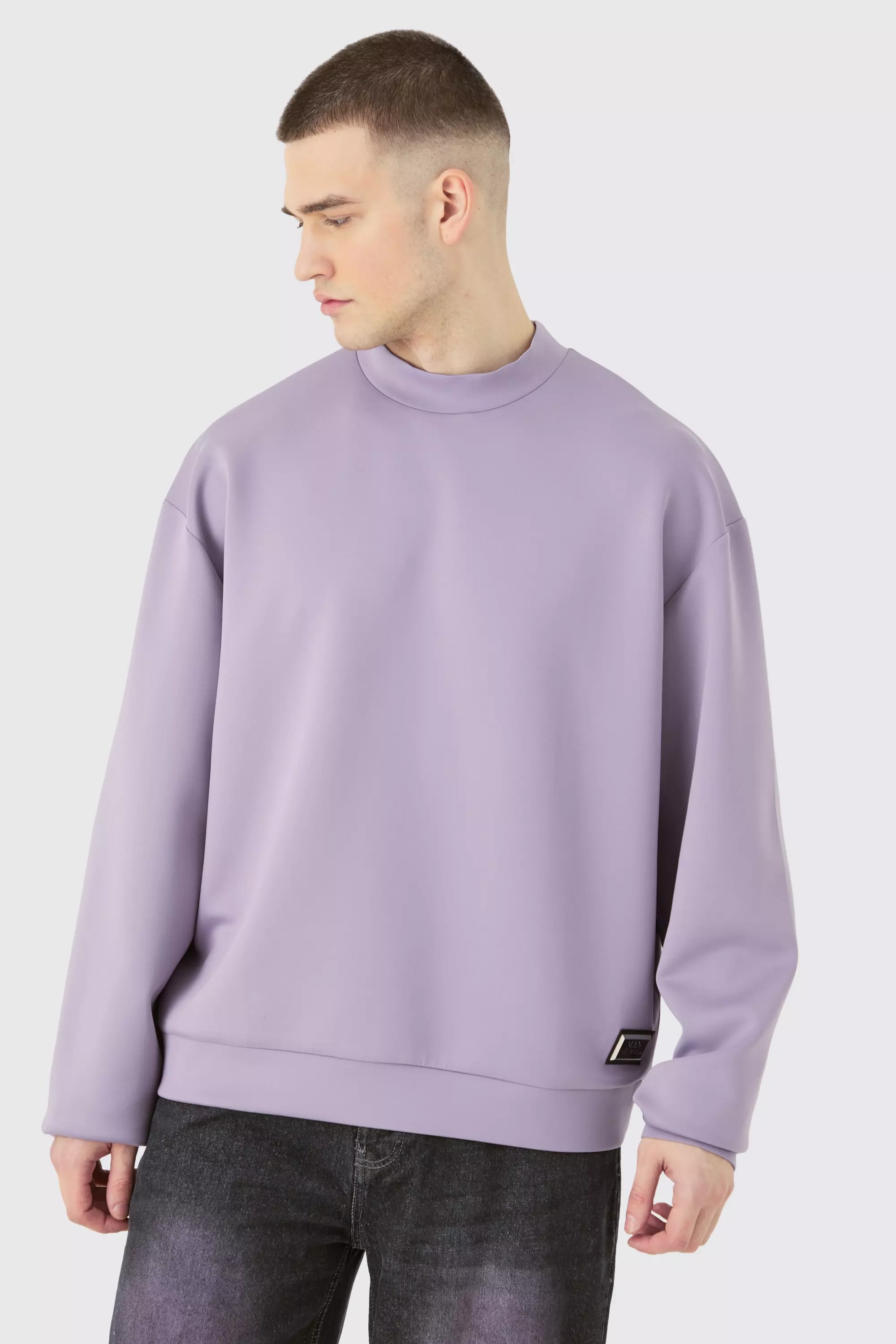 Tall Oversized Boxy Scuba Sweatshirt Purple