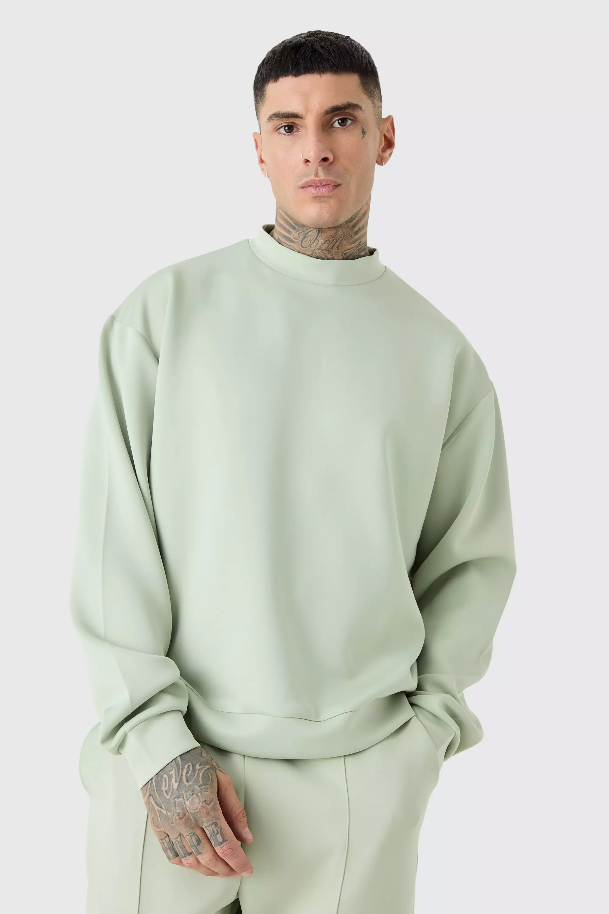 Tall Oversized Boxy Scuba Sweatshirt Sage