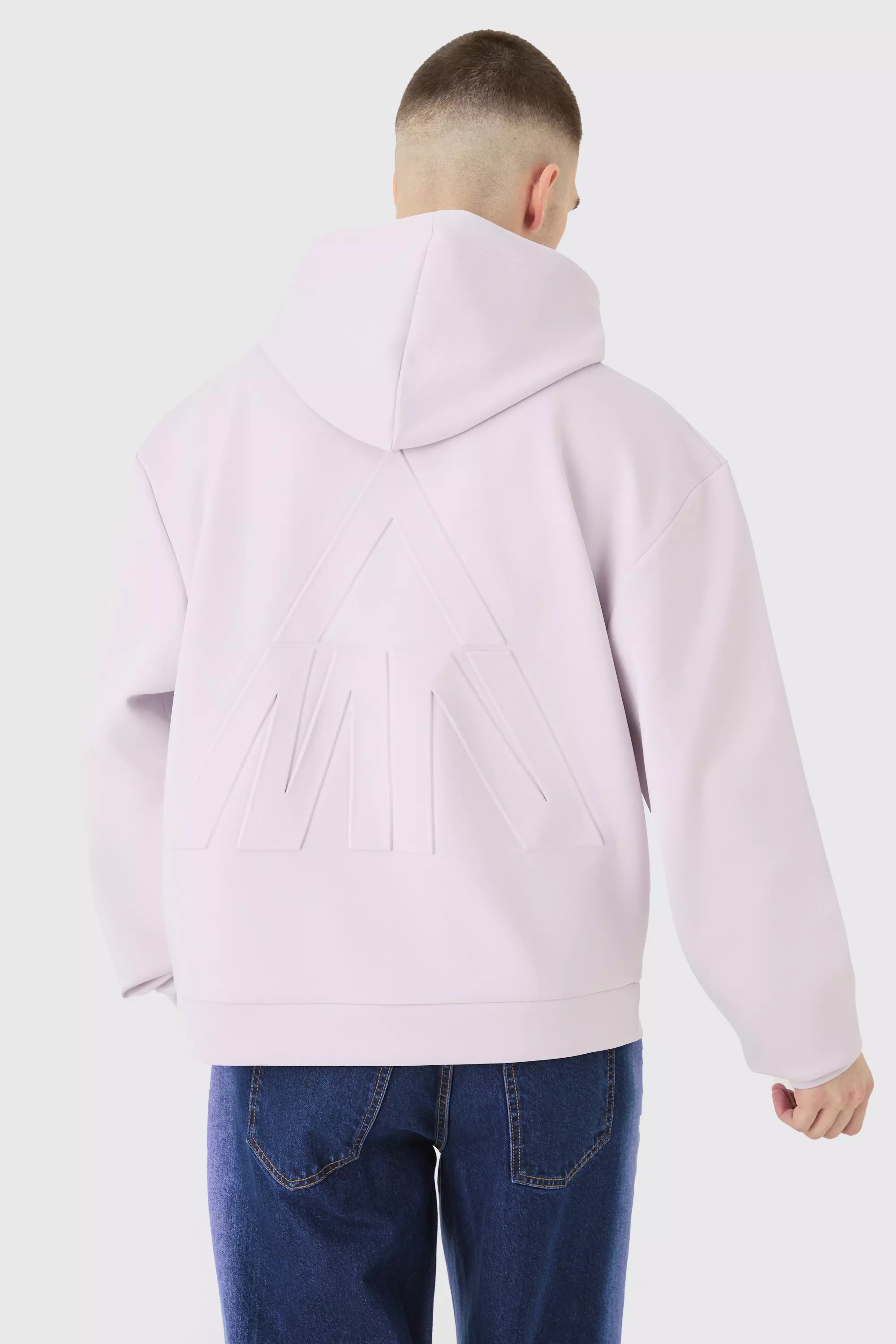 Tall Oversized Boxy Scuba Embossed Hoodie Lilac