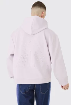 Tall Oversized Boxy Scuba Embossed Hoodie Lilac