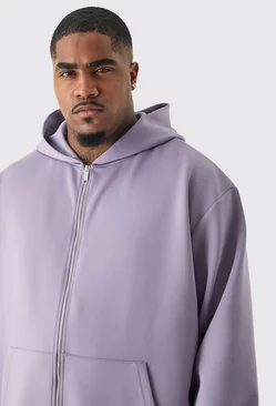 Purple Plus Oversized Zip Through Scuba Hoodie