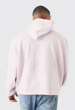 Plus Oversized Boxy Scuba Embossed Hoodie Lilac