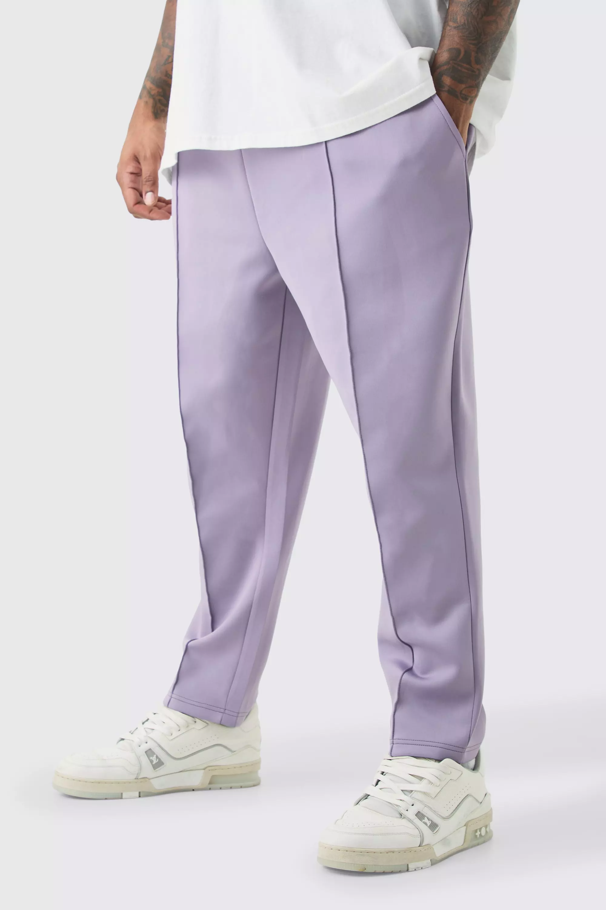 Purple Plus Slim Tapered Cropped Scuba Sweatpants