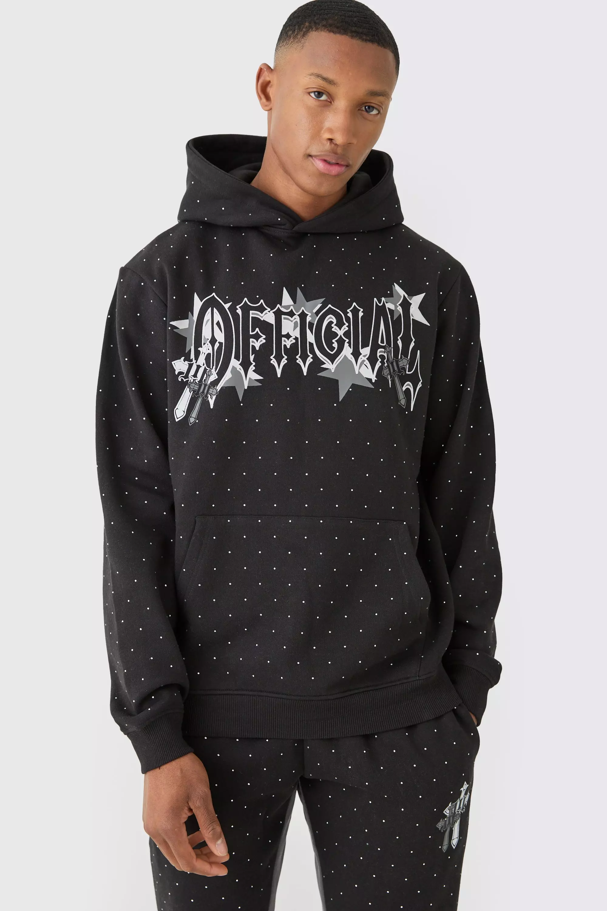 Regular Fit All Over Rhinestone Official Tracksuit