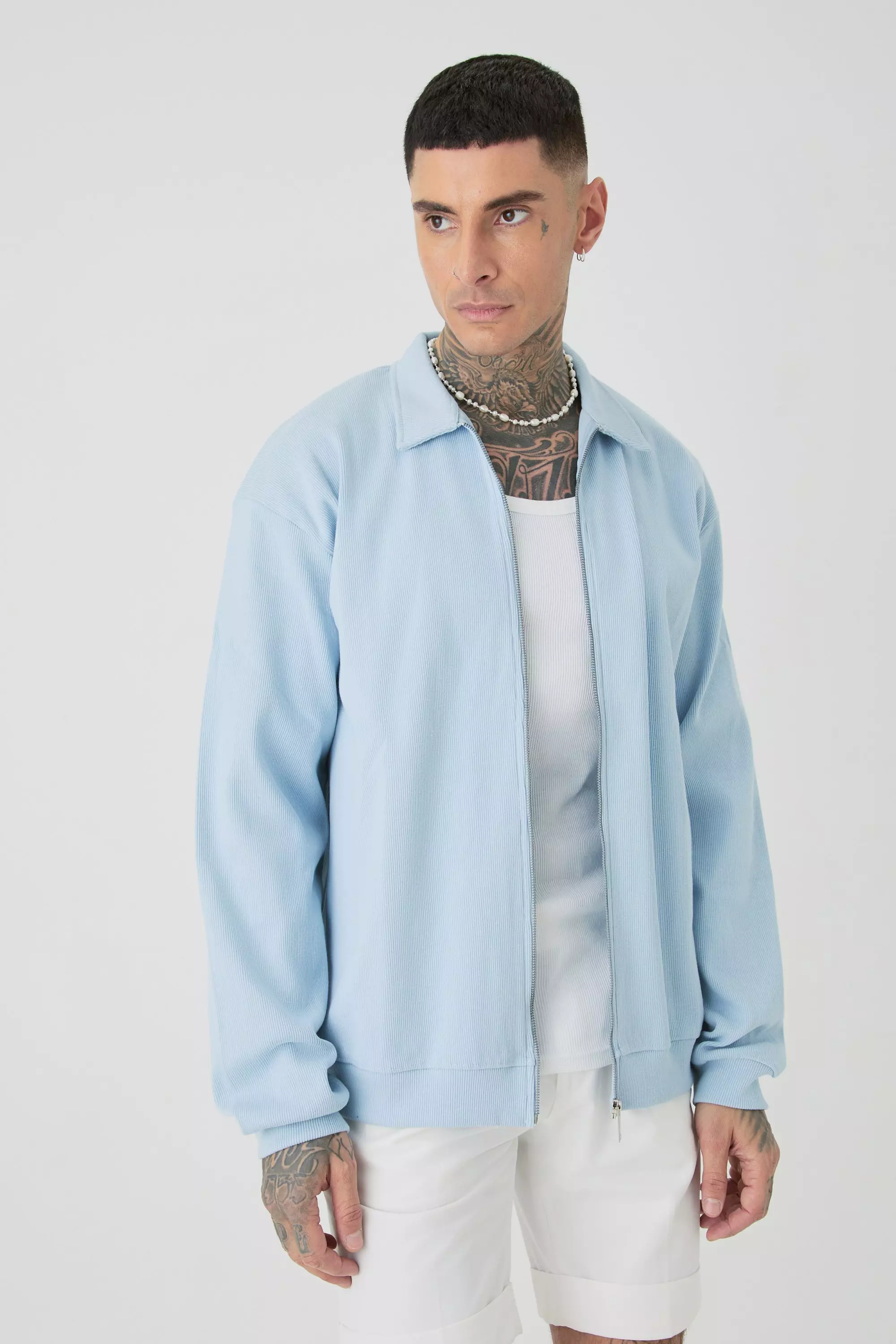 Tall gerippte Oversize Jacke, Sky blue alternatives Bild