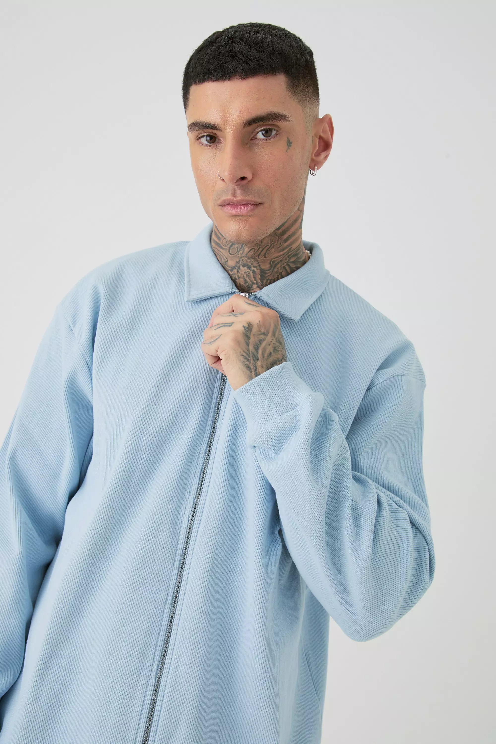 Tall gerippte Oversize Jacke, Sky blue alternatives Bild