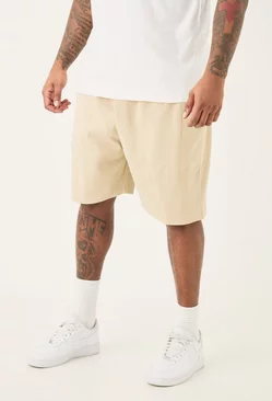 Plus Relaxed Heavyweight Ribbed Cargo Short Stone