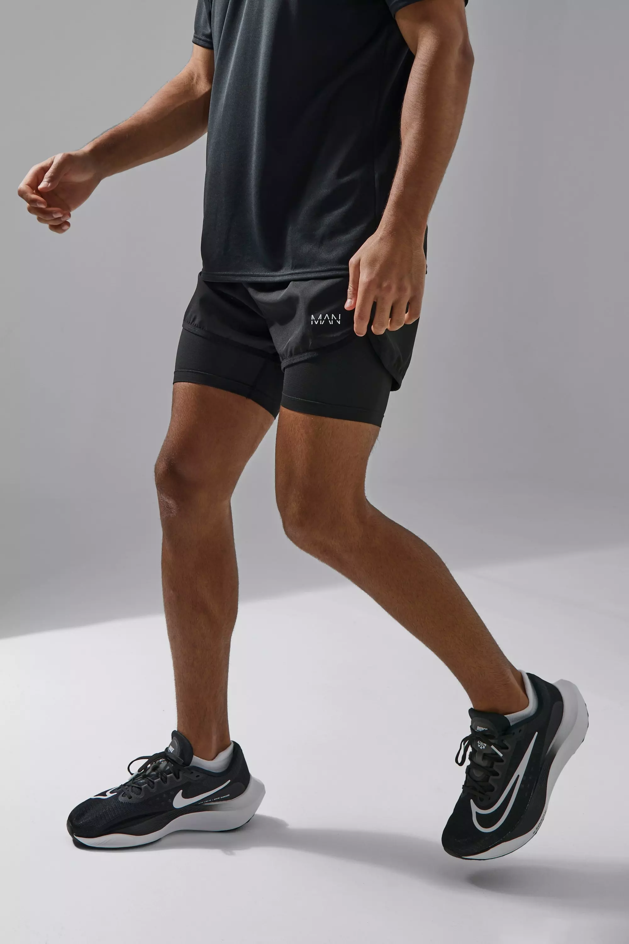 Black Man Active 2 In 1 3inch Regular Fit Running Short